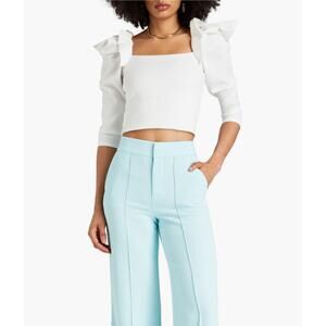ALICE +‎ OLIVIA Genny cropped gathered stretch-knit top